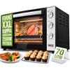 Bakaji Forno Fornetto Elettrico Ventilato Capacità 70 litri Potenza 2500W Temperatura Regolabile fino 250° 2 Ventilazioni Elenti Riscaldanti Acciaio Luce Interna Funzione Timer (70 Litri)