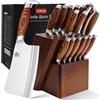 WILDMOK Set di coltelli Set di coltelli da 17 pezzi con ceppo di legno - Set di posate perfette in acciaio tedesco Regalo