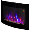 HOMCOM Camino Elettrico da Parete con Effetto Fiamma Colorato e Telecomando, in Acciaio Inox e Vetro, 65x11.4x52cm, Nero | Aosom Italy