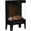 HOMCOM Camino Elettrico 1000W / 2000W con Fiamma LED Realistica e Controllo Temperatura, 40.5x20x62 cm, Nero|Aosom
