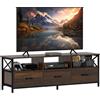 HOMCOM Mobile TV Industriale con 3 Cassetti e 3 Ripiani Aperti, in Legno e Acciaio, 147x40x50 cm, Nero e Marrone