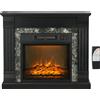 HOMCOM Camino Elettrico da Incasso a Terra con Timer, Fiamma e Temperatura Regolabile, 80x21.6x67.8 cm, Nero