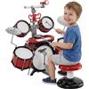 HOMCOM Batteria Giocattolo per Bambini con Microfono e Effetti Sonori Inclusi Gioco Musicale Divertente 45x25x140cm Colore Rosso|Aosom