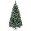 HOMCOM Albero di Natale Alto 180 cm da Interno con 620 Rami, Pigne e Bacche Rosse, Base in Metallo, Verde | Aosom Italy