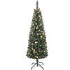 HOMCOM Albero di Natale Illuminato con 150 Luci LED, 30 Pigne e 30 Grappoli di Bacche, Ø60x150 cm, Verde e Argento | Aosom Italy