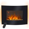 HOMCOM Camino Elettrico da Parete con 2 Livelli di Riscaldamento 900-1800W, Fiamma 7 Colori Regolabili e Telecomando, Nero | Aosom Italy