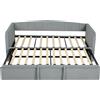HOMCOM Letto Divano 3 Posti con Lettino Estraibile Convertibile in Letto Matrimoniale,205x186x75 cm, Grigio Chiaro | Aosom Italy