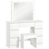 HOMCOM Toeletta Trucco con Specchio Stile Hollywood, 8 Luci LED, 7 Cassetti e Sgabello Imbottito, Bianco | Aosom Italy
