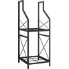 Outsunny Portalegna a 2 Livelli in Metallo con Base Rialzata, 34x30x80 cm, Nero | Aosom Italy