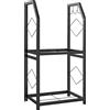 Outsunny Portalegna da Esterno e Interno a 2 Livelli con 3 Ganci Laterali in Acciaio, 41x30x81 cm, Nero | Aosom Italy