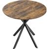 HOMCOM Tavolo da cucina rotondo, 80 cm, piano compatto, pannello truciolare, metallo, Marrone rustico | Aosom Italy