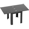 HOMCOM Tavolo da Pranzo Allungabile per 4-6 Persone in Legno e Acciaio, 140x80x77.5 cm, Nero | Aosom Italy