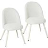 HOMCOM Set 2 Sedie da Pranzo in Velluto, Seduta Imbottita, Bianco | Aosom Italy