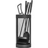 Outsunny Set Utensili per Caminetto da 5 Pezzi in Metallo con Scopa Pala Pinza Attizzatoio e Supporto Ø16x33,5 cm Nero | Aosom Italy