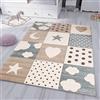 VIMODA Tappeto Bambini Tappeto Cameretta dei Bambini Babyteppich con Cuore Stelle Luna - Turchese, 160x230 cm