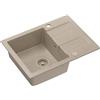 QUADRON Lavello Beige | dimensioni 60 x 45 x 18,5 cm | lavello in granito CHRISTIAN 111 lavello da cucina monovasca | con sifone e scolapiatti manuale | lavello da incasso a 1 vasca