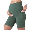 POSHDIVAH Pantaloncini da Yoga da Donna con Tasche da 12,7 cm / 20,3 cm, Granchio Verde, 20,32 cm, M