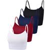 Boao 4 Pezzi Canottiere per Raccolto di Base Senza Maniche Racerback Crop Sport Top in Cotone per Donna (Nero, Bianco, Rosso Vino, Blu Marino, S)