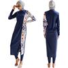 Odizli Costume da bagno da donna musulmano islamico Burkini a maniche lunghe Built in Bra+pantaloni da nuoto + Hijab 3 pezzi Full Cover Costume da bagno, 6# blu navy, XL