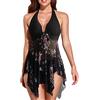 CIZEUR Donna Costume da Bagno Tankini Push up 2 Pezzi Stampa Floreale con Slip a Vita Alta Beachwear