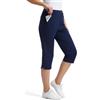 FitsT4 Sports Pantaloni da golf Capris da donna, 45,7 cm, eleganti, casual, elasticizzati, con tasche, Navy, L