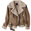 BETAM Donna In Ecopelle Breve Ritagliata Marrone Cappotto Per L'inverno Vintage Pelliccia Integrata Giacca Zip Up Risvolto Maniche Lunghe Giacche Femminili Capispalla