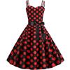 Bauzuoyo Rockabilly, abito da donna vintage anni '50, senza maniche, a pois, stile coctail, alla moda degli anni '60, con spalline sottili, tunica, per feste, balli, costumi di carnevale, XL
