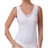 JADEA 6 Pezzi Canotta Donna Spalla Larga 9201 Inserti in macramè in Interlock, Bianco, 7