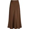 Outoshe Maxi gonne da Donna in Raso a Vita Alta con Elastico Nascosto in Vita Una Linea Gonna Lunga, Marrone Massiccio., XX-Large