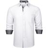 Enlision Camicia Bianca Uomo Manica Lunga Formale Classico Camicie Casual Abbottonato Contrasto Cotone Camicia Regular Fit Facile Stiro Nozze S