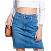 Van Der Rich ® - Gonna di Jeans al Ginocchio con Elastico in Vita - Donna (Blu, EU38)