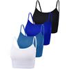 Boao 4 Pezzi Canottiere per Raccolto di Base Senza Maniche Racerback Crop Sport Top in Cotone per Donna (Nero, Blu, Rosa, Bianco, S)