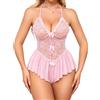 EVELIFE Profondo Scollo a V Sexy delle Donne del Merletto Floreale Bodysuit Babydoll con Fiocco Anteriore e Appeso al Collo Backless Design