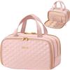 Lifewit Beauty Case da Viaggio da Donna, Beauty da Viaggio, Beauty Case Donna Uomo, Borsa da Toilette, Morbido Pochette Grande con Manico, Porta Trucchi, Regalo per Donna, M, Rosa