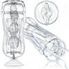 SuperLove 3D Realistic Texture Masturbator with Suction Cup Crystal Clear