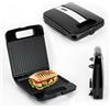 Huslog Tostapane e Panini Grill 1400W, Piastre Antiaderenti, Manico Cool Touch, Spia di Controllo, Design Salvaspazio, Piedini Antiscivolo, Acciaio Inox, 31,9x26,1x11 cm, Nero