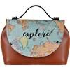 DOGO Femme Cuir Vegan Brun Fait Main et Mode Sac à Main - Explore Motif