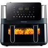 PRIXTON - Friggitrice Ad Aria Senza Olio Cook Organics Pro Da 8 Litri A Doppio Scomparto, Con Finestra, Illuminazione E Controllo Touch - SPEDIZIONE GRATUITA