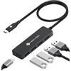 NOVOO USB C HUB Slim USB C Adapter Extended Cable 600mm 4 Ports USB 3.0 High Speed Data Transfer 5Gbps Standalone Power Supply for MacBook Air Pro iPad Pro, DELL, HP
