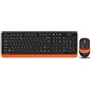 A4 Tech Kit Tastiera e Mouse A4tech, Fstyler FG10+FGK10, wireless, 104 tasti formato standard, Mouse 2000dpi, 4/1 pulsanti, Nero/Arancione
