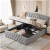 INONEFT Letto imbottito INONEFT 160x200 cm, letto con molle insacchettate, struttura del letto con spazio contenitore, letto con sistema di sollevamento idraulico, letto per ragazzi, letto matrimoniale con rete a molle, colore grigio