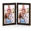 Giftgarden Cornice doppia per foto da 10 x 15 cm, con display in vetro trasparente, 10 x 15 cm, cornice pieghevole con cerniera in metallo, per tavolo e esposizione a parete