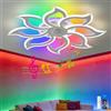 Caufloce Plafoniera RGB con Altoparlante Bluetooth Lampada da Soffitto a Led 90cm Dimmerabile Per Camera da Letto e Soggiorno con Telecomando e Funzione Memoria Moderne lampadario Fiore con App Bianco