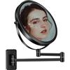 AusDaur Specchio da trucco con ingrandimento 10x, specchio da 20,3 cm con braccio di estensione, girevole a 360°, per bagno e hotel, nero