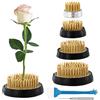 QWORK® 4 Pezzi Rana Fiore Rotonda, Disposizione dei Fiori Pin, Portafiori Rotondo in Rame con Base in Acciaio Inossidabile, per Fioristi, Ufficio