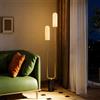 HOMCOM Lampada da Terra a U con 2 Luci e Interruttore a Pedale, Lampada a Piantana in Vetro e Acciaio con Base in Marmo, 26x12x150 cm, Bianco Nero e Oro