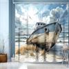 GXUNNAA Tenda da doccia nautica retrò decorativa tenda da bagno in tessuto di poliestere impermeabile tenda da doccia con 12 ganci per box doccia, bagno, lavabile, 180 x 200 cm