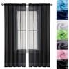 GAIFNAG Tende Oscuranti per Interni 50 x 220 cm Lino Naturale, Sole Antimosche Lavabile Regolabile Tende con Anelli Tende Camera da Letto per Porta Finestra, Decorazione, Nero