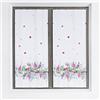 SaRani Tenda per Finestra Tendina Bianco a Fantasia Fiori Fucsia Colorata 2 Pannelli (60x240 cm)