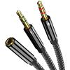 JeoPoom 2 in1 Cavo Adattatore Sdoppiatore Cuffie Microfono, Adattatore Jack 3,5mm Maschio a Femmina, Adattatore Splitter Jack da 3,5mm Separati per Notebook/PC/Cuffie